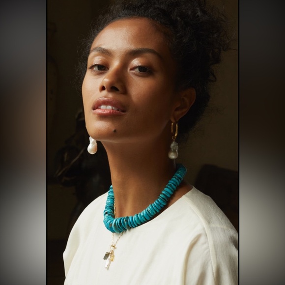 Chan Luu NWT $615 Turquoise Nugget Mix Sky Necklace 18K GP ~ GORGEOUS! - Picture 5 of 10